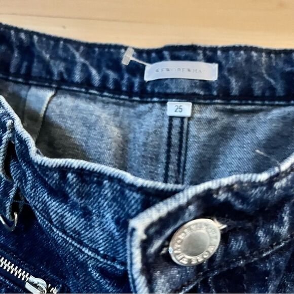 WeWoreWhat Cargo Style Utility Dark Blue Wash Baggy Straight Leg Jeans 25 - Picture 8 of 13